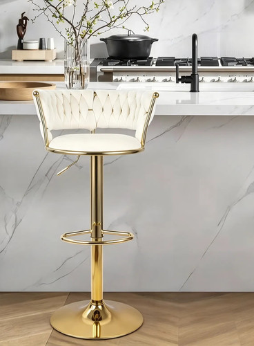 Bar stool beige gold metal - beige,