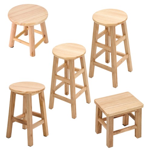Wooden round bar stool - round, with