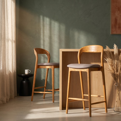 Bar stool grey faux - bar,