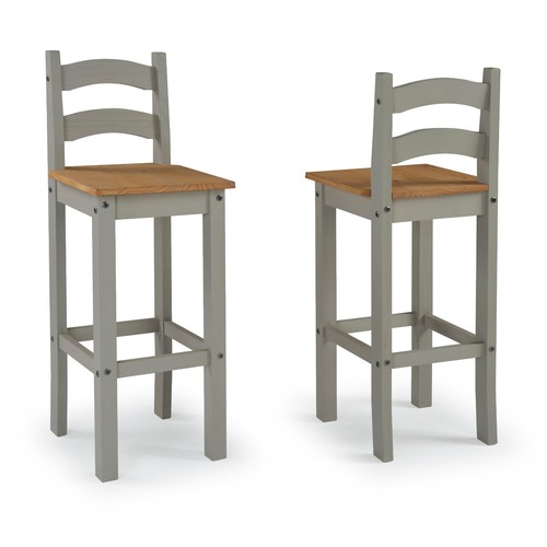 Corona bar stools pair - bar, grey