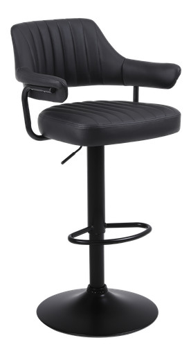 Black plush bar stool - black,